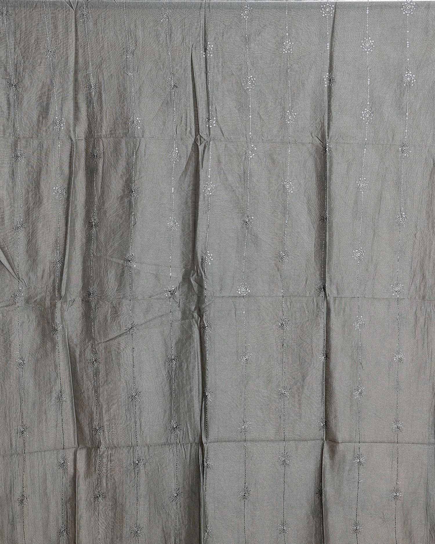 Embroidered Women’s Dupatta with Delicate Vertical Motif Pattern - Grey