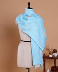 Embroidered Women’s Dupatta with Delicate Vertical Motif Pattern - Light Blue