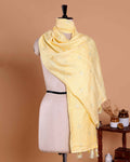 Embroidered Women’s Dupatta with Delicate Vertical Motif Pattern - Light Yellow