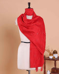 Embroidered Women’s Dupatta with Delicate Vertical Motif Pattern - Red