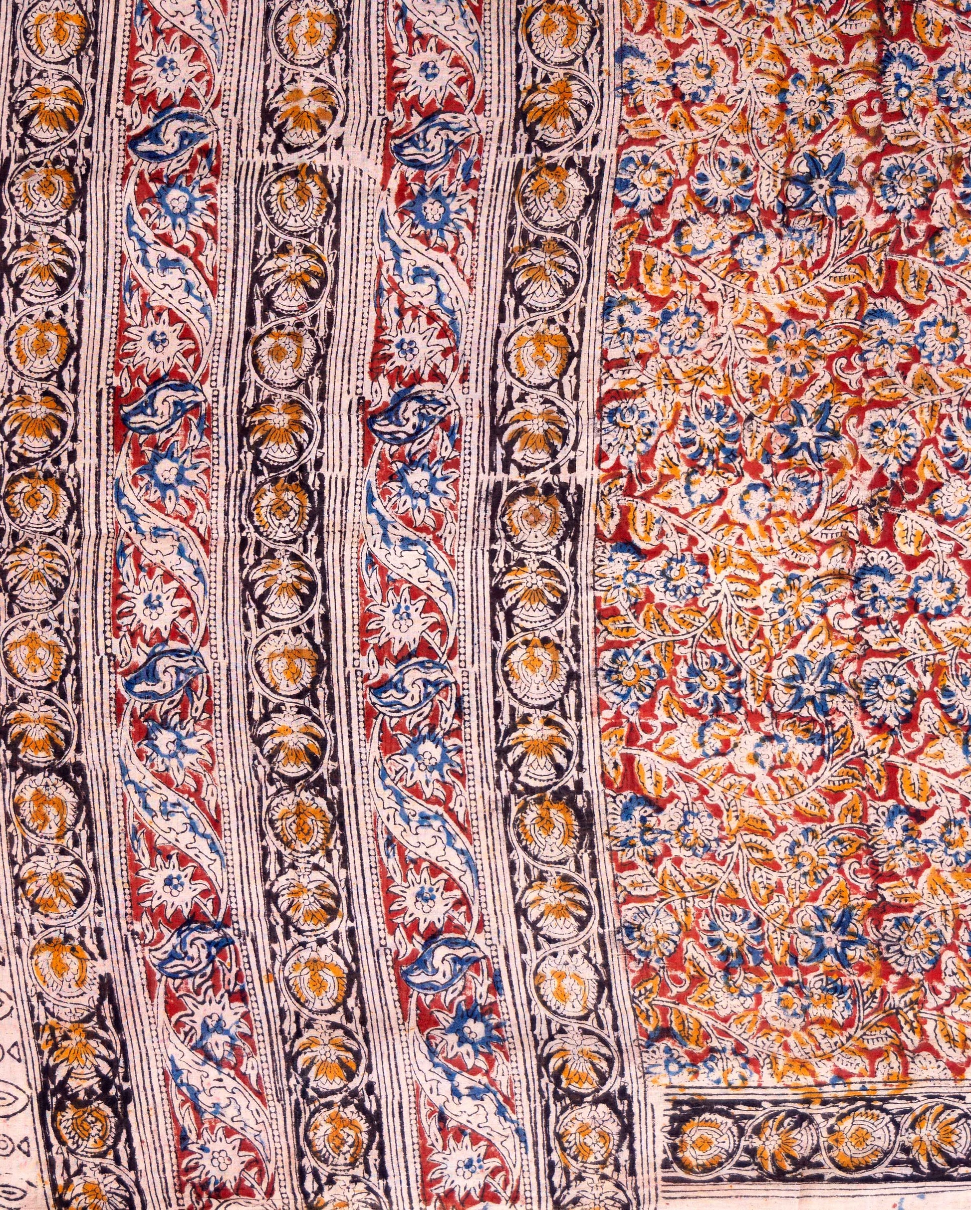 Women's Ethnic Handcrafted Block Print Cotton Dupatta with Intricate Floral and Geometric Motifs - Multi 