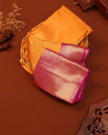 Exquisite Handloom Kanchipuram Pure Silk Saree with Intricate Zari Weave - Yellow