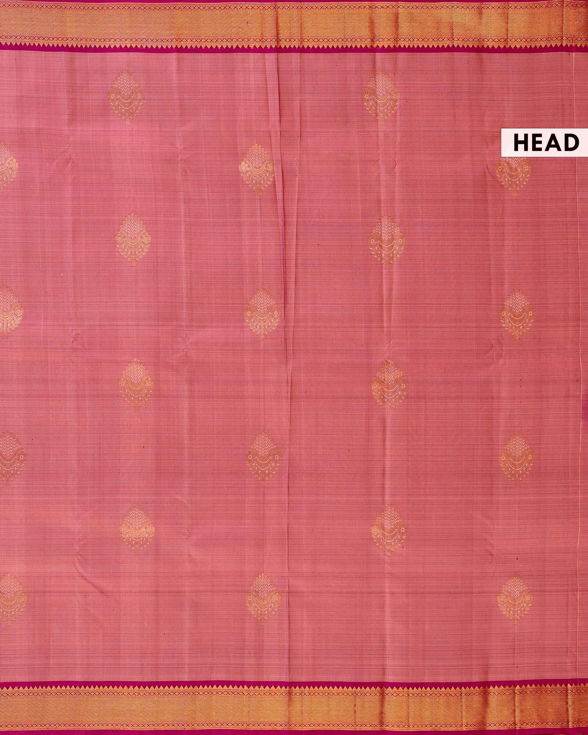 Exquisite Handloom Kanchipuram Pure Silk Saree with Intricate Zari Weave & Traditional Motifs - Pink-Head