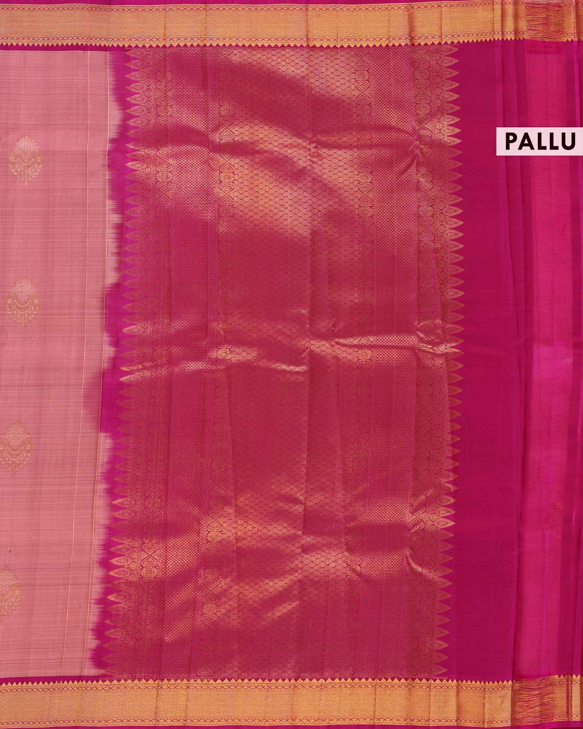 Exquisite Handloom Kanchipuram Pure Silk Saree with Intricate Zari Weave & Traditional Motifs - Pink-Pallu