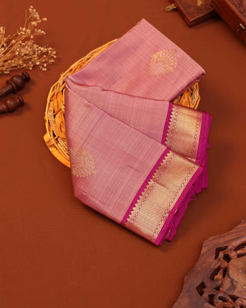 Exquisite Handloom Kanchipuram Pure Silk Saree with Intricate Zari Weave & Traditional Motifs - Pink