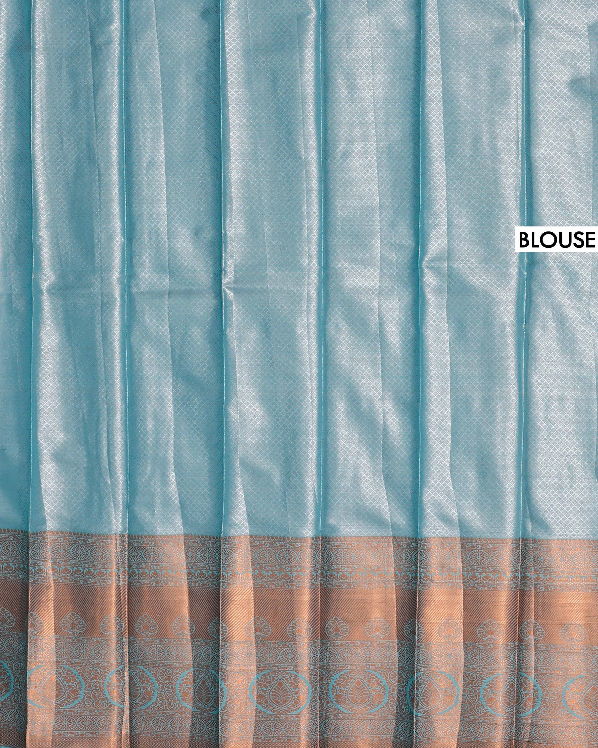 Exquisite Handloom Kanchipuram Tissue Saree with Intricate Zari Weave - Blue-Blouse