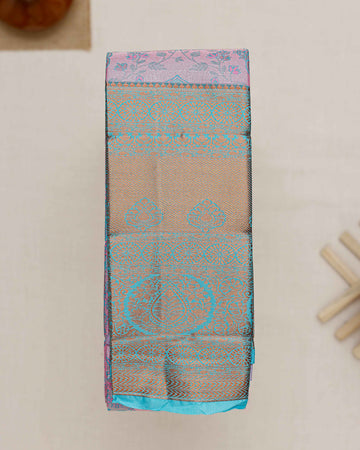 Exquisite Handloom Kanchipuram Tissue Saree with Intricate Zari Weave - Pink