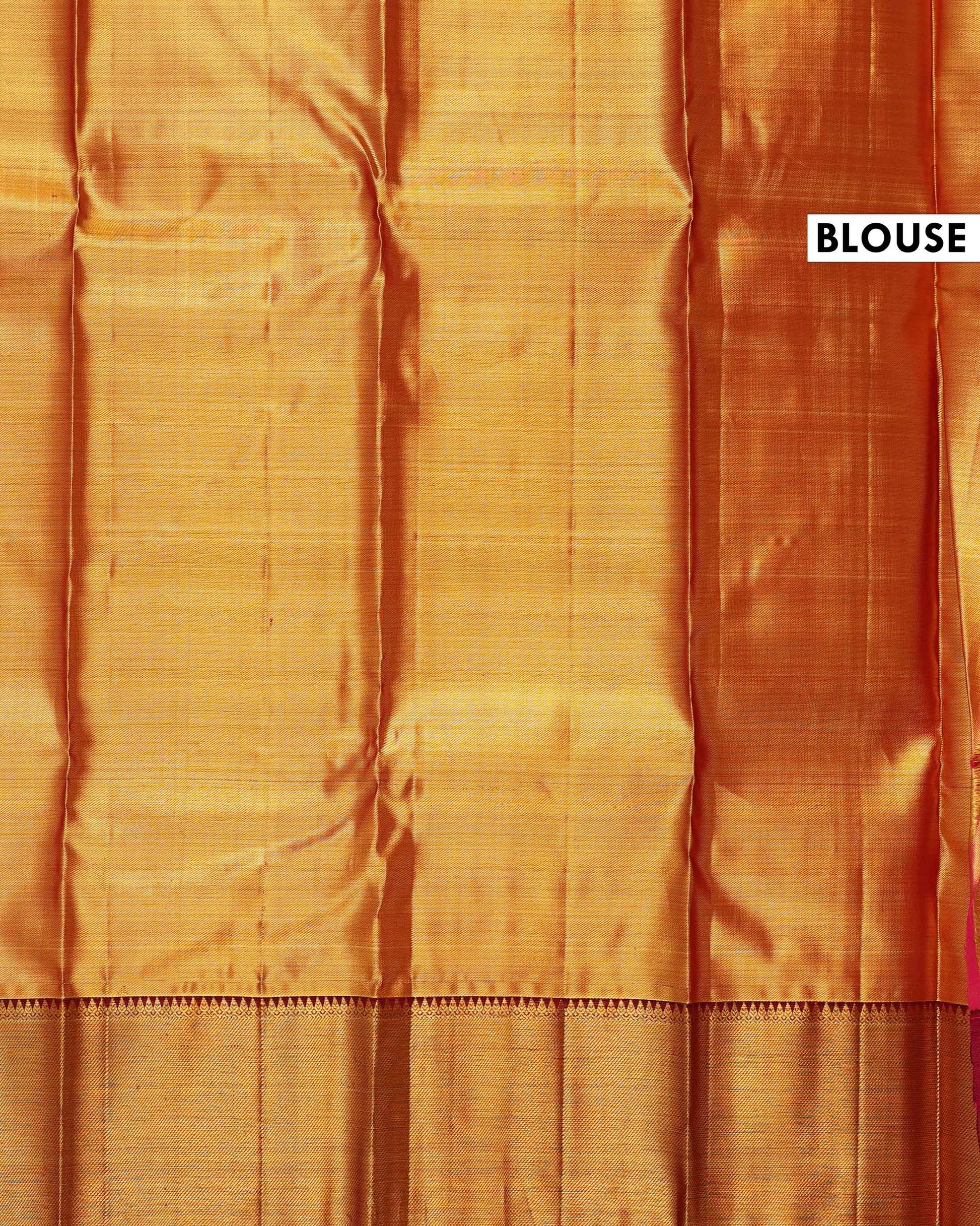 Exquisite Handwoven Kanchipuram Tissue Silk Saree with Traditional Zari Border - Gold-Blouse