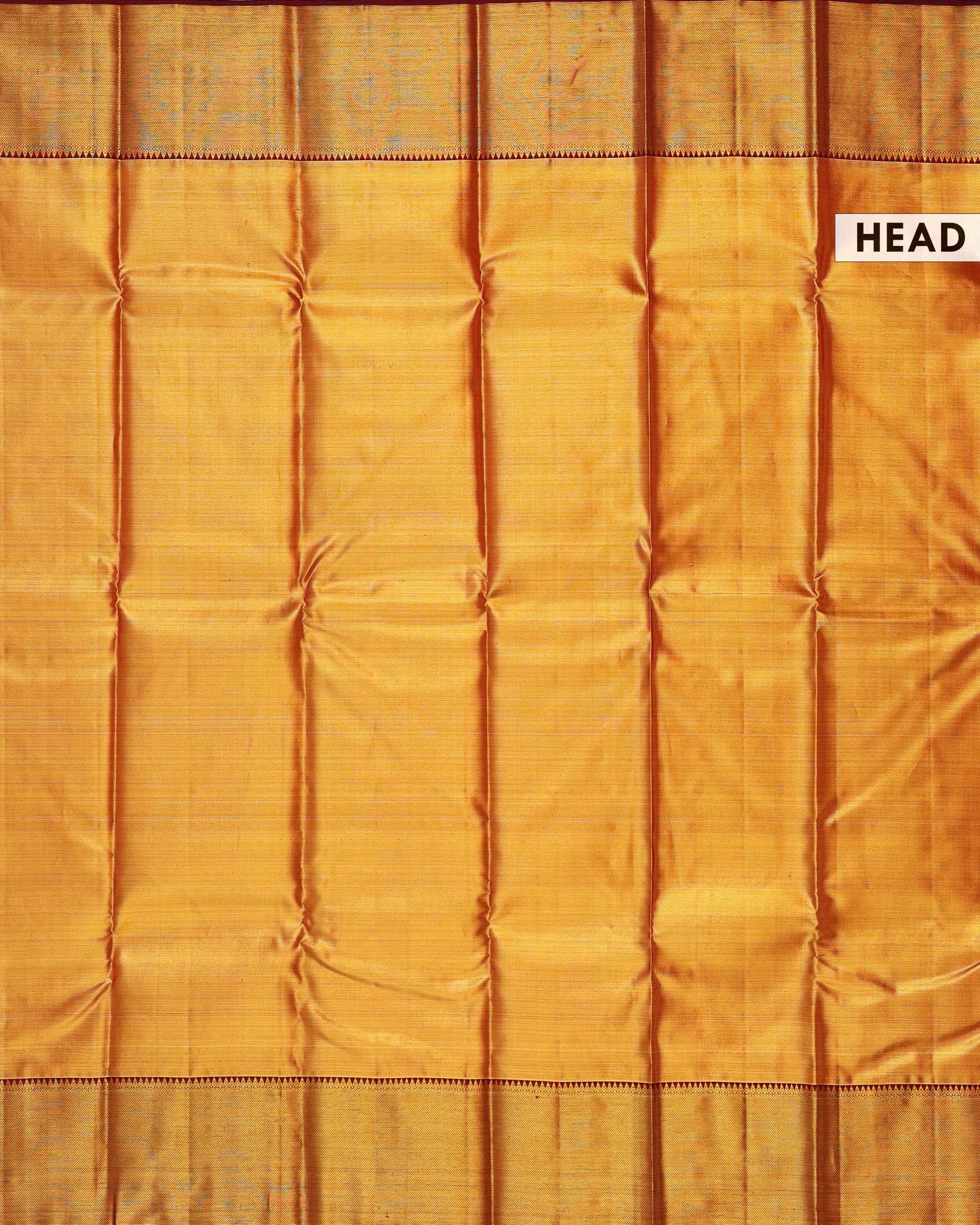Exquisite Handwoven Kanchipuram Tissue Silk Saree with Traditional Zari Border - Gold-Head