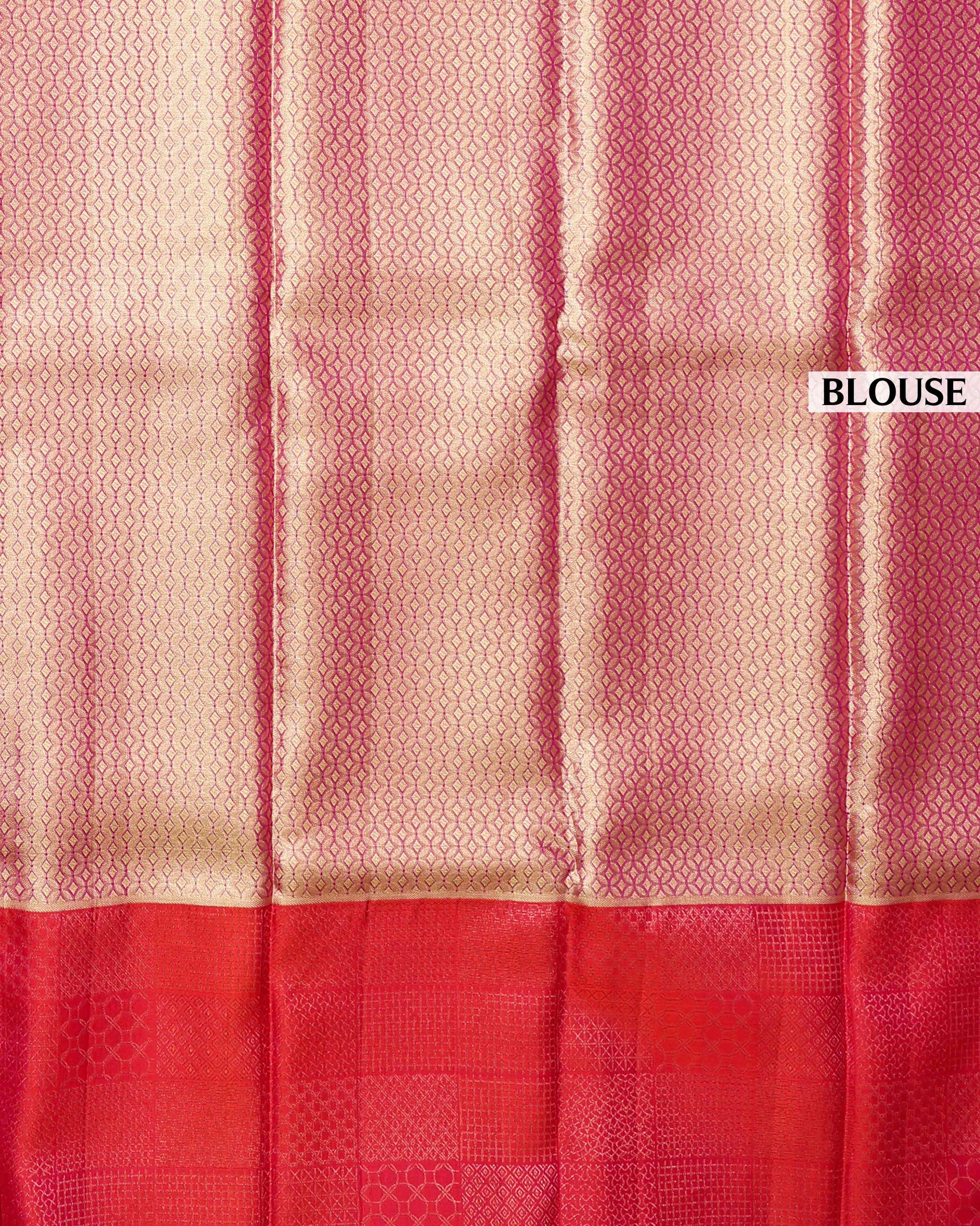 Exquisite Handwoven Pure Kanchipuram Silk Saree with Rich Zari Work - Blouse