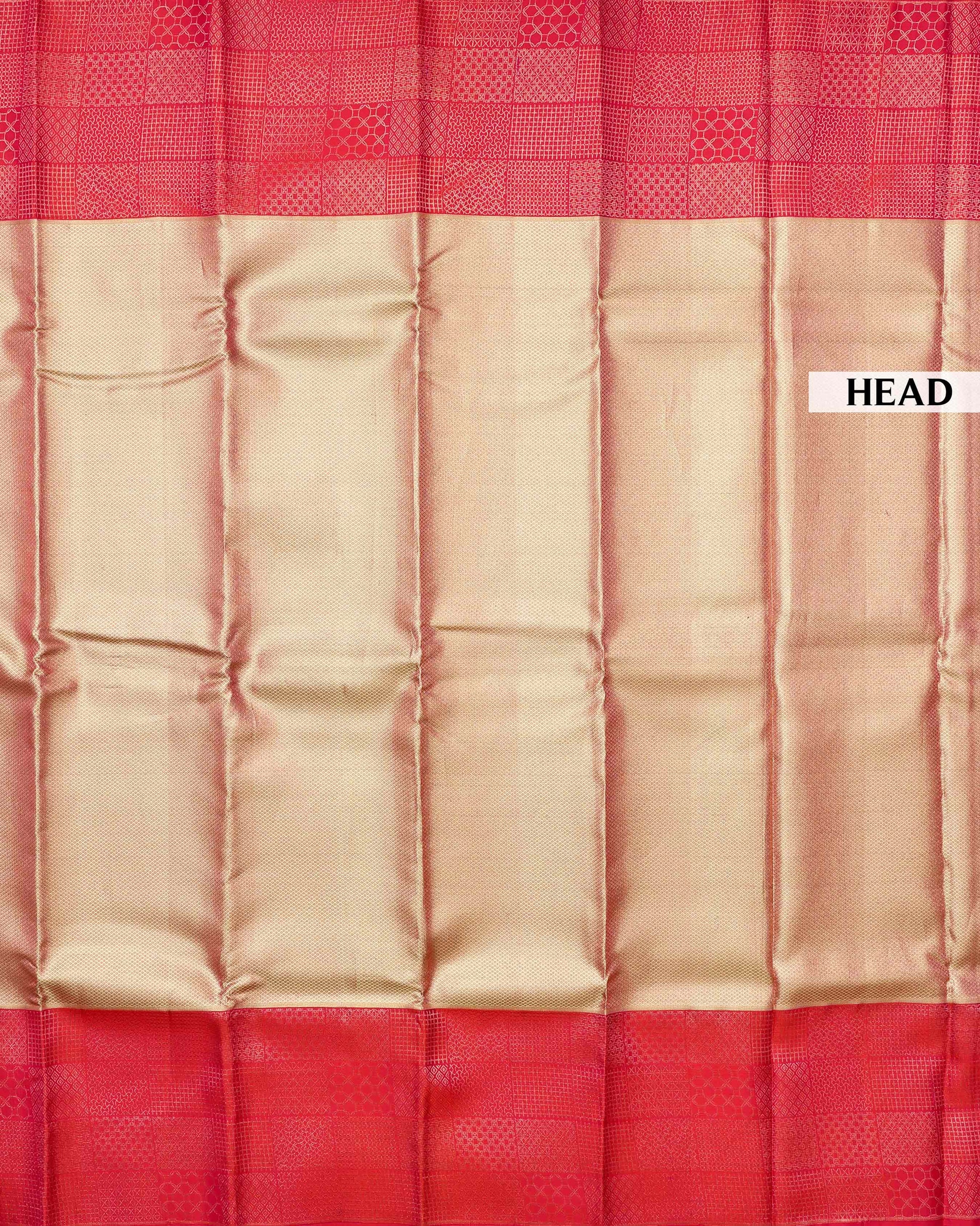 Exquisite Handwoven Pure Kanchipuram Silk Saree with Rich Zari Work - Gold-Head
