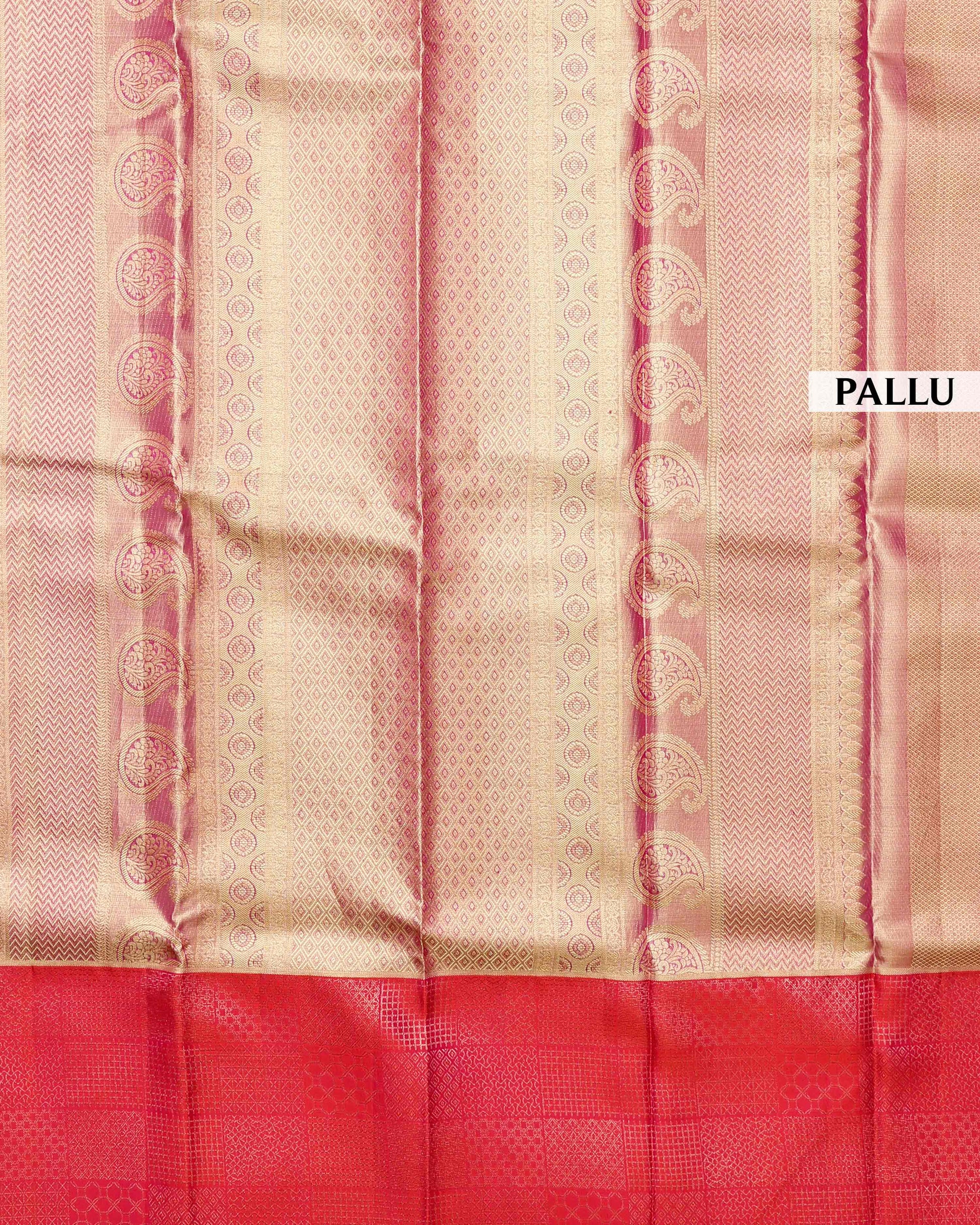 Exquisite Handwoven Pure Kanchipuram Silk Saree with Rich Zari Work - Gold-Pallu