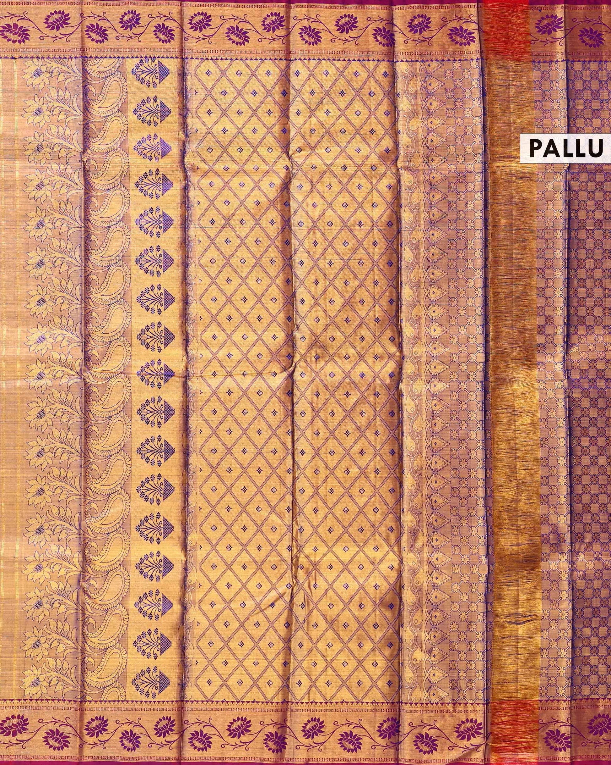 Exquisite Kanchipuram Pure Silk Saree with Intricate Zari Motifs and Contrast Border - Gold-Pallu