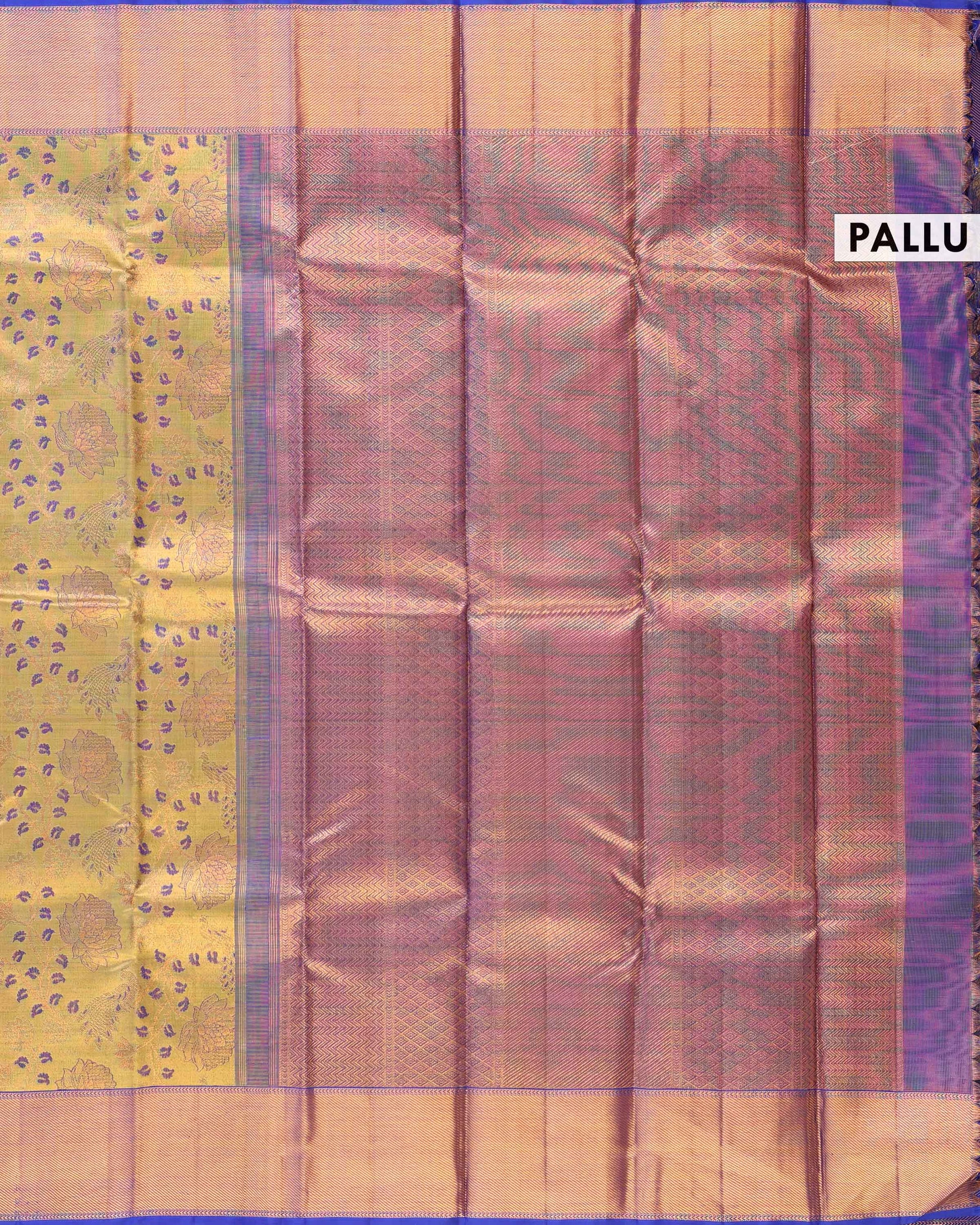Exquisite Kanchipuram Pure Silk Saree with Intricate Zari Weave & Traditional Motifs -Pallu