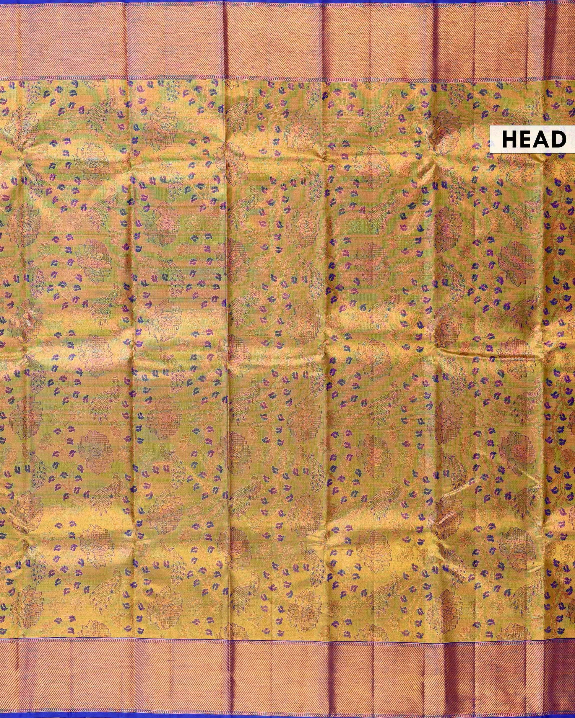 Exquisite Kanchipuram Pure Silk Saree with Intricate Zari Weave & Traditional Motifs - Green-Head
