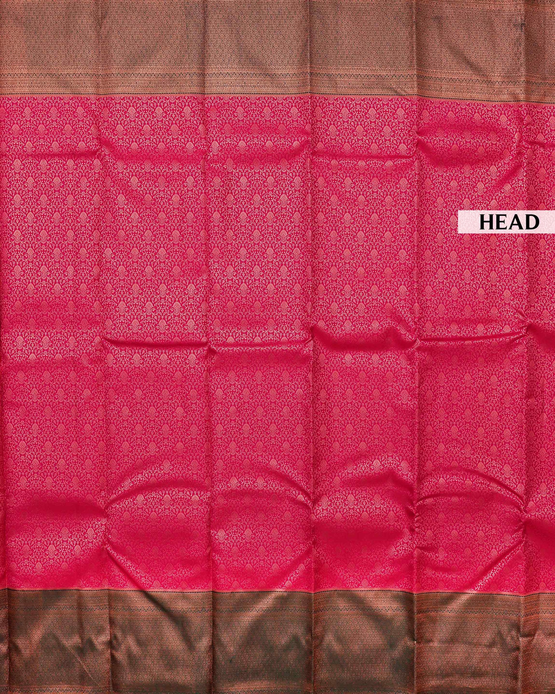 Exquisite Kanchipuram Pure Silk Saree with Rich Zari Weaving and Contrast Border - Red-Head