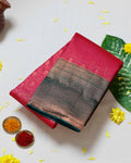Exquisite Kanchipuram Pure Silk Saree with Rich Zari Weaving and Contrast Border - Red