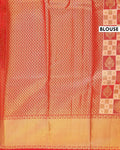 Exquisite Kanchipuram Pure Silk Saree with Traditional Zari Weave and Intricate Border - Blouse