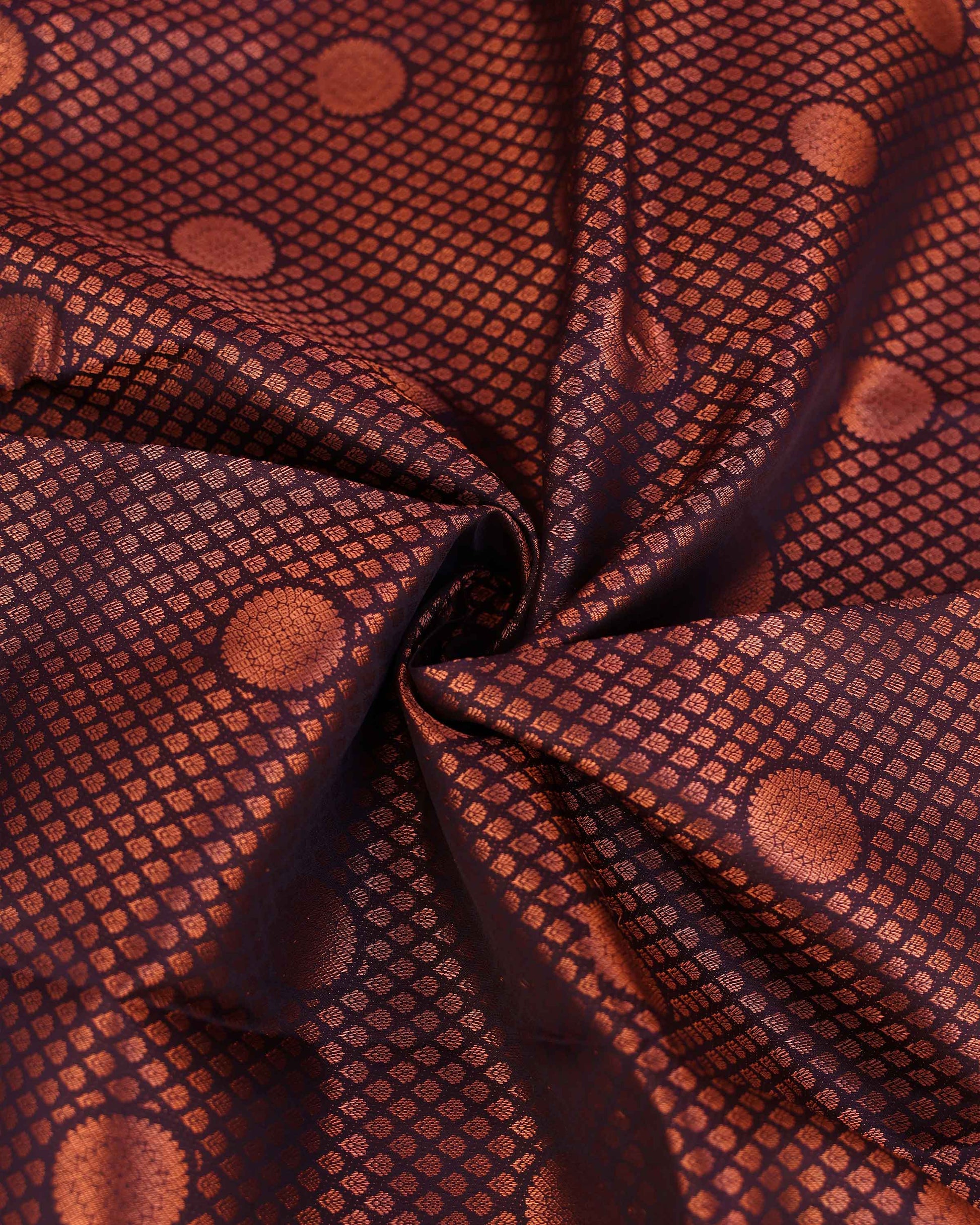 Exquisite Kanchipuram Pure Silk Saree with Zari Weave & Traditional Motifs - Close Up