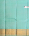 Exquisite Kanchipuram Pure Silk Saree with Zari Weave & Traditional Motifs - Sky Blue-Blouse