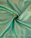 Exquisite Kanchipuram Pure Silk Saree with Zari Weave & Traditional Motifs - Sky Blue-Close Up