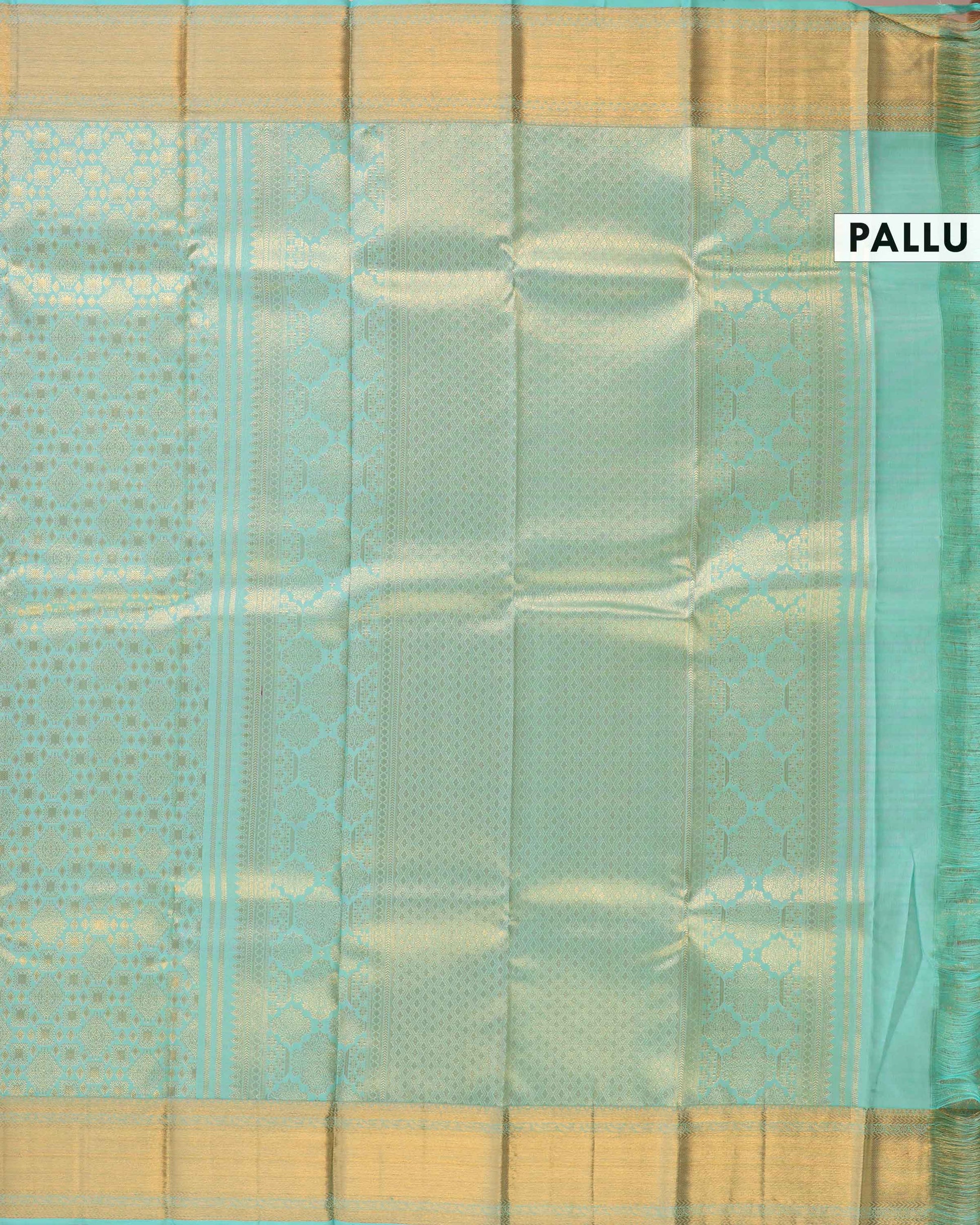 Exquisite Kanchipuram Pure Silk Saree with Zari Weave & Traditional Motifs - Sky Blue-Pallu