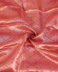 Exquisite Kanchipuram Tissue Saree with Intricate Weave & Floral Zari Border - Pink-Close Up