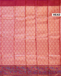Exquisite Kanchipuram Tissue Saree with Intricate Weave & Floral Zari Border - Pink-Head