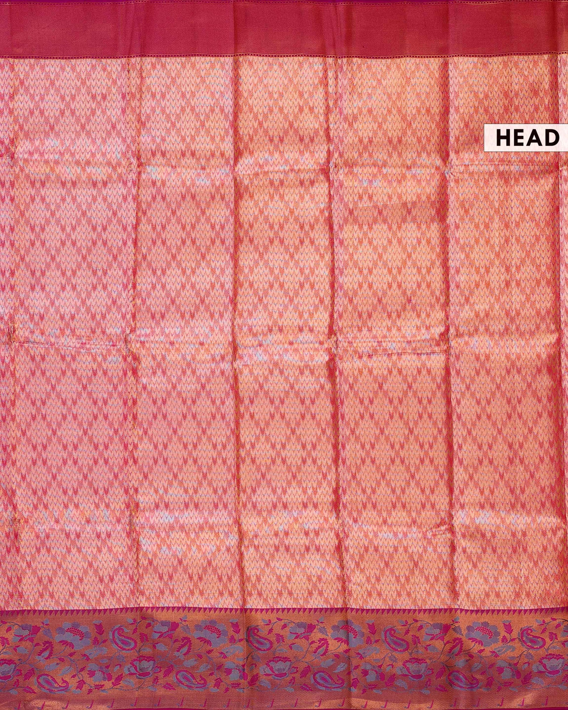 Exquisite Kanchipuram Tissue Saree with Intricate Weave & Floral Zari Border - Pink-Head
