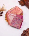 Exquisite Kanchipuram Tissue Saree with Intricate Weave & Floral Zari Border - Pink