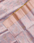 Exquisite Kanchipuram Tissue Saree with Intricate Zari Weave & Traditional Border - Lavender-Close Up