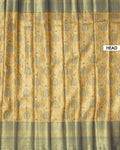 Exquisite Kanchipuram Tissue Saree with Intricate Zari Weave & Traditional Motifs  - Yellow-Head