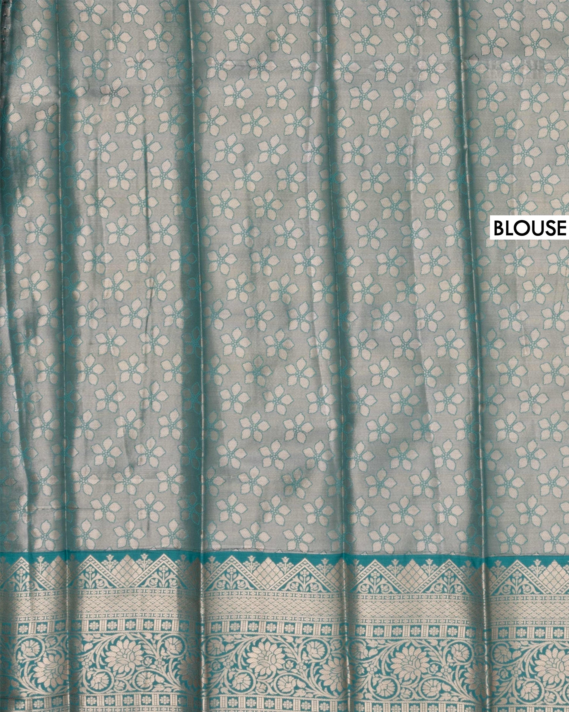 Exquisite Kanchipuram Tissue Saree with Intricate Zari Weave and Traditional Motifs - Green-Blouse