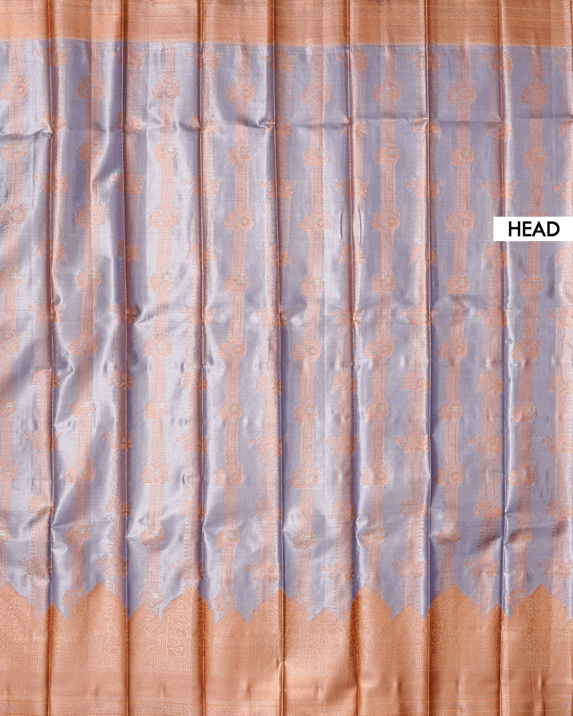 Exquisite Kanchipuram Tissue Silk Saree with Intricate Zari Weave - Lavender-Head