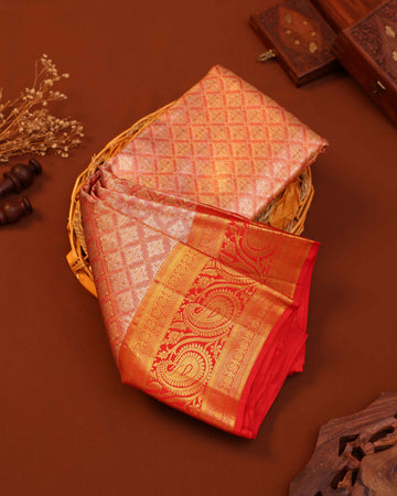Exquisite Kanchipuram Tissue Silk Saree with Intricate Zari Weaves and Traditional Border - Multi