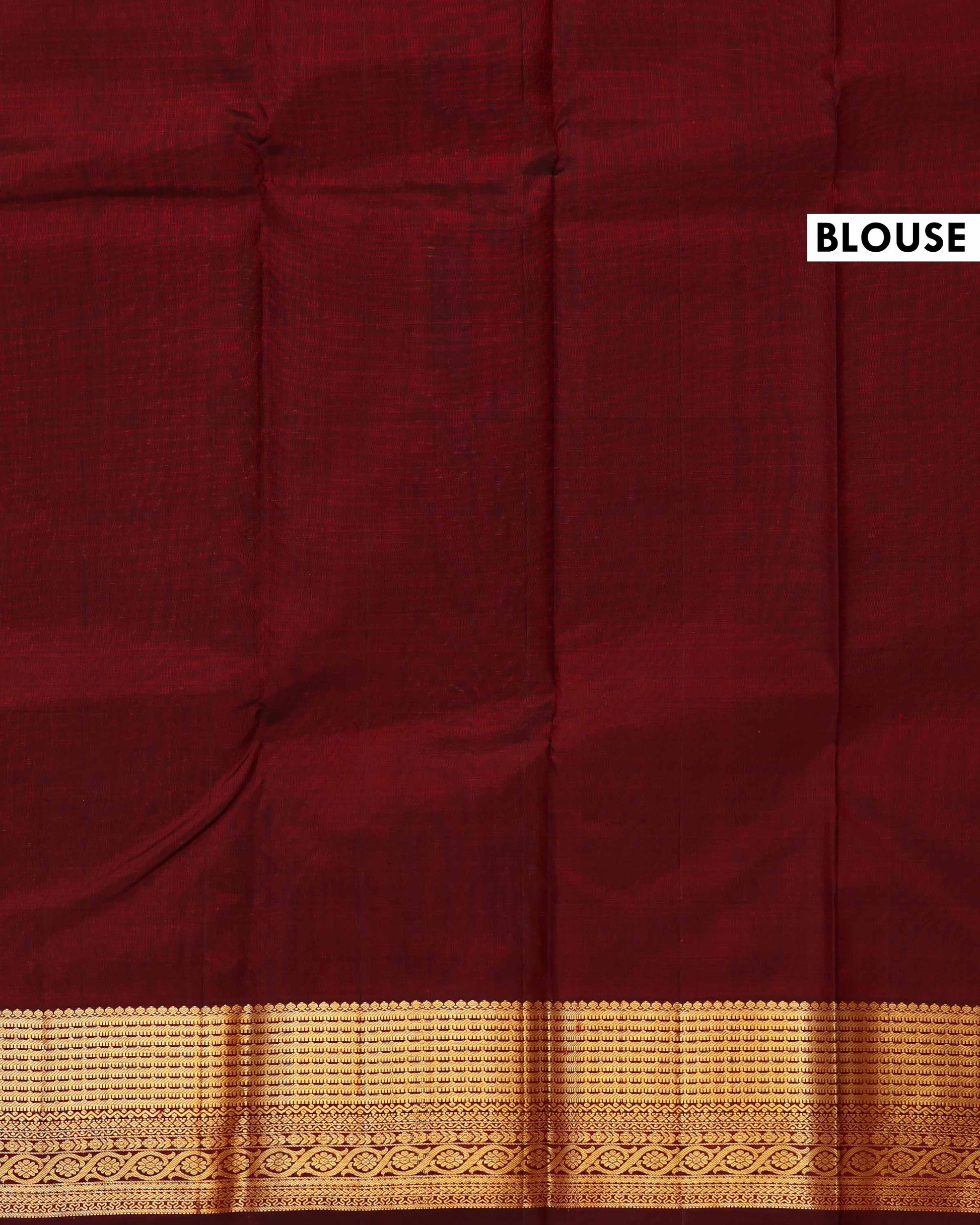Exquisite Niranjana Silk Saree with Intricate Zari Weave and Peacock Motif - Maroon-Blouse