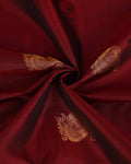 Exquisite Niranjana Silk Saree with Intricate Zari Weave and Peacock Motif - Maroon-Close Up