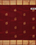 Exquisite Niranjana Silk Saree with Intricate Zari Weave and Peacock Motif - Maroon-Head