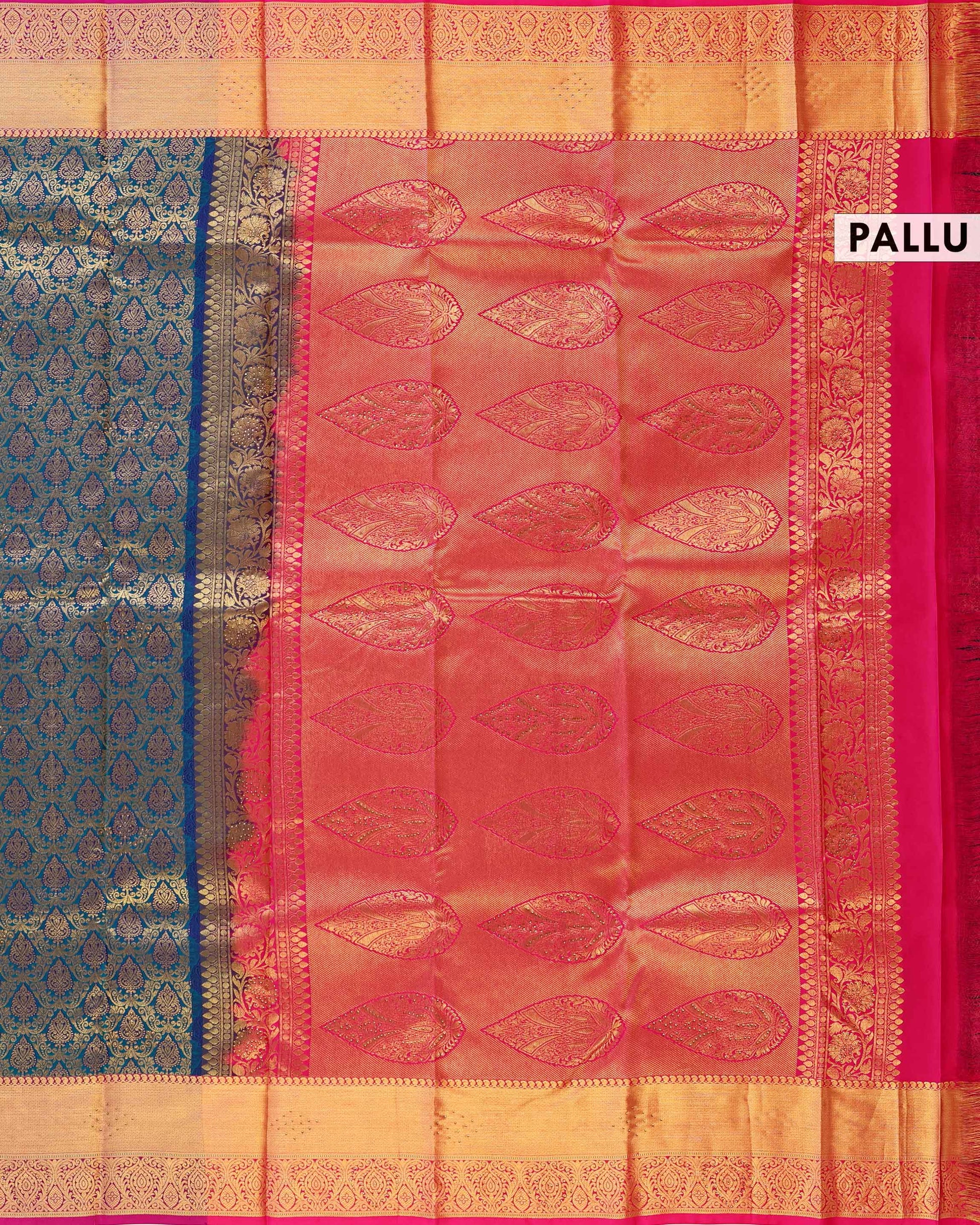 Exquisite Niranjana Silk Saree with Zari Brocade and Elaborate Border - Blue-Pallu