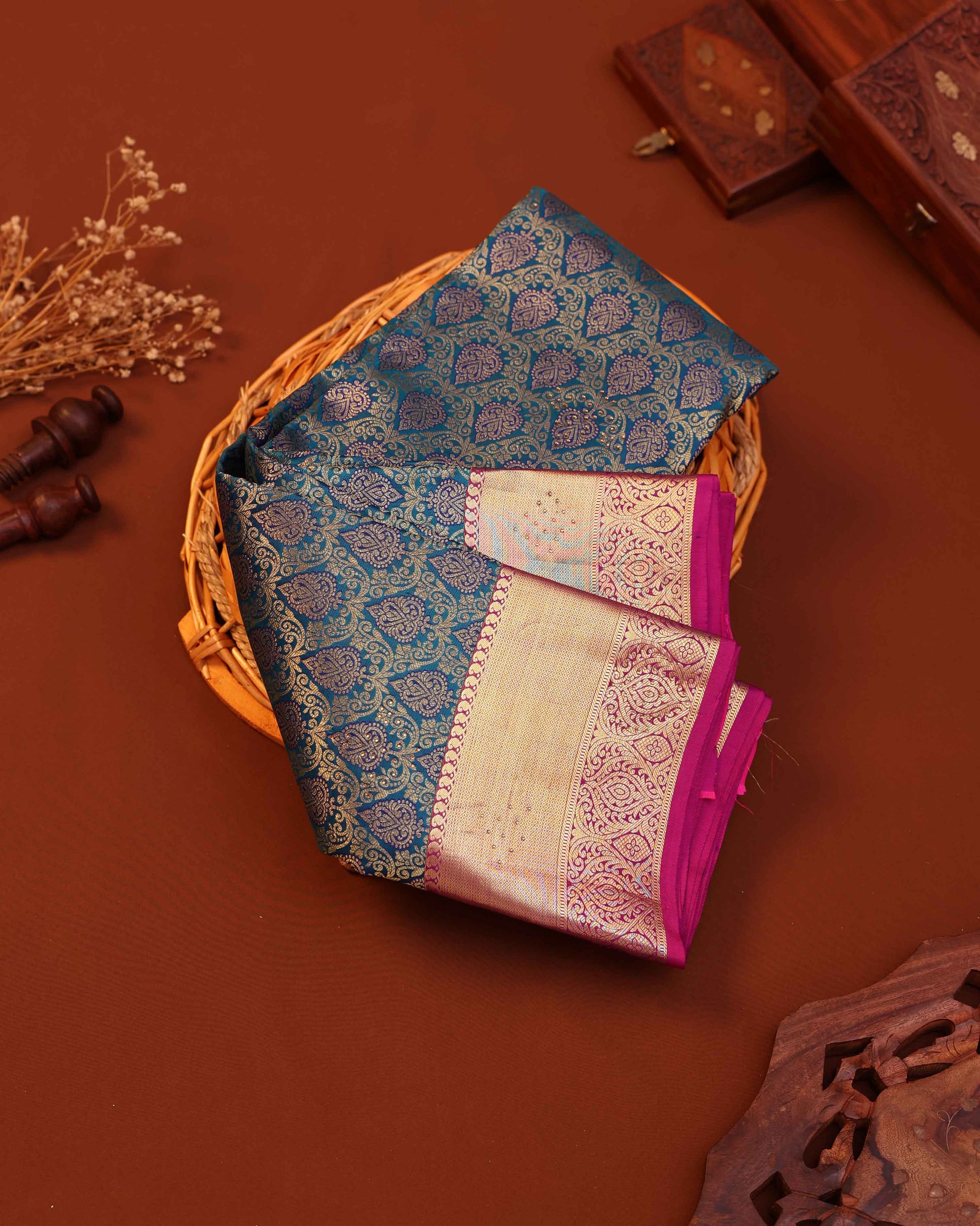 Exquisite Niranjana Silk Saree with Zari Brocade and Elaborate Border - Blue