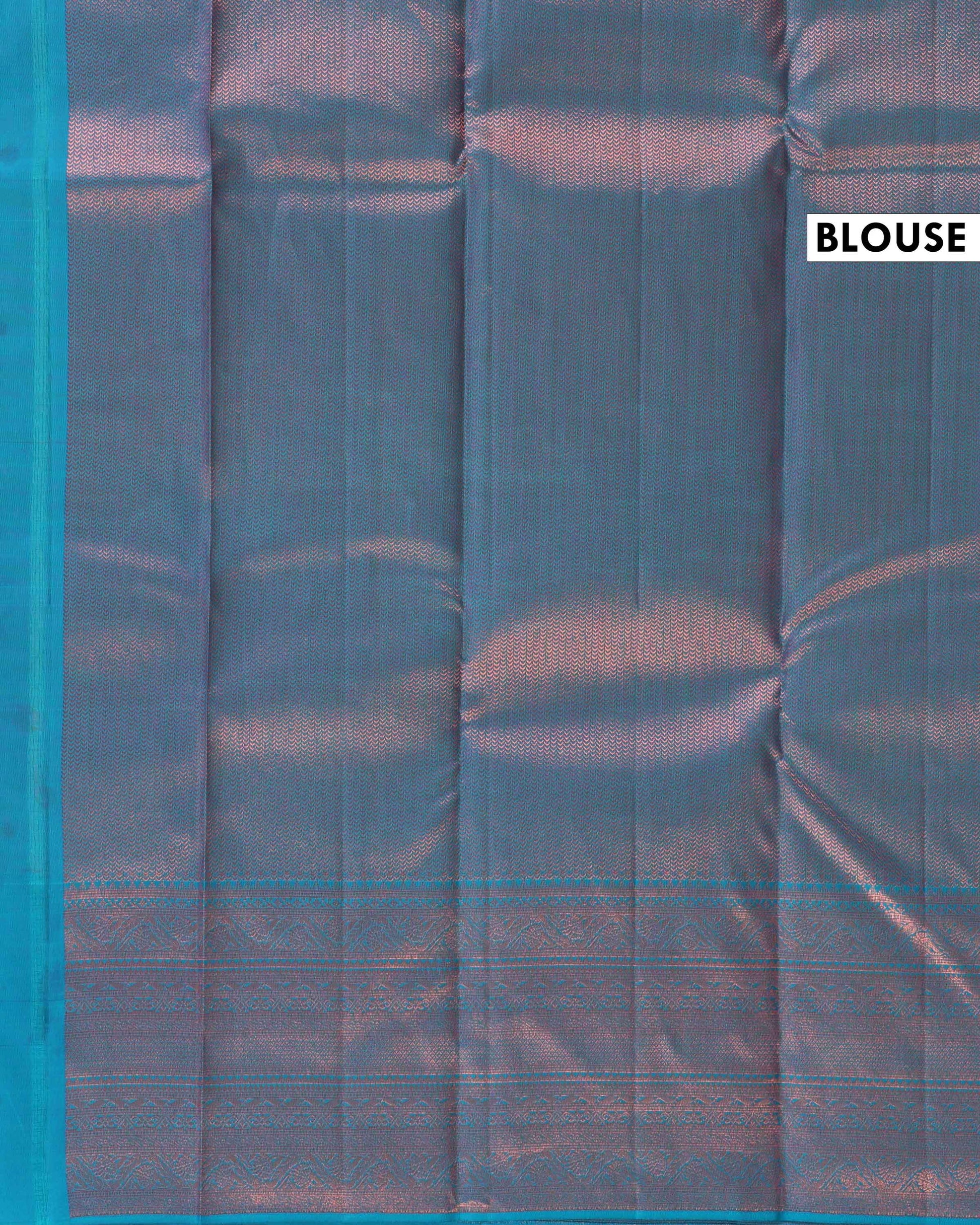 Exquisite Pure Silk Kanchipuram Saree with Intricate Zari Weave and Traditional Motifs - Blue-Blouse