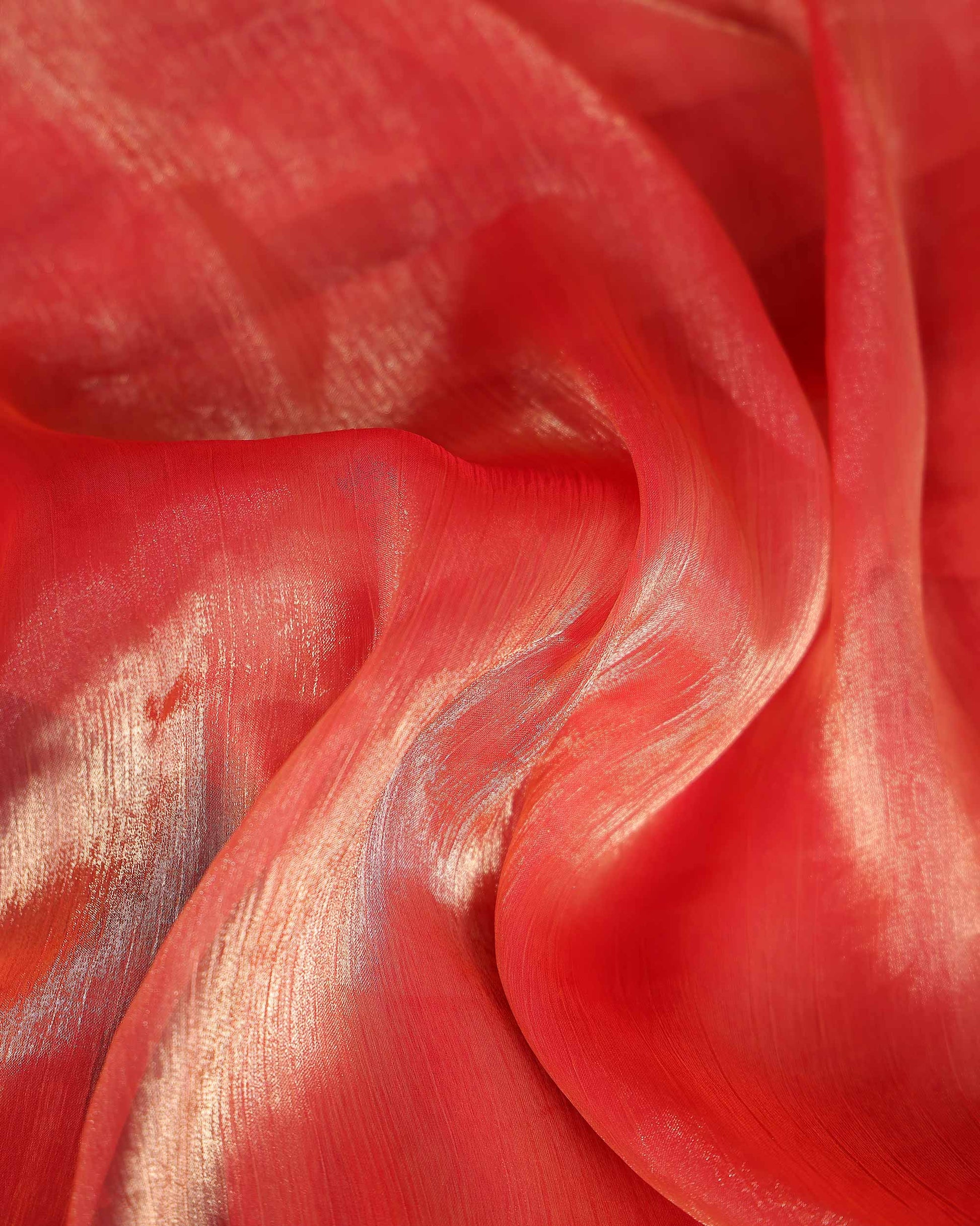 Elegant Fancy Saree with Subtle Sheen Finish & Delicate Butterfly Patterned Lace Border - Red