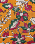 Traditional Floral Kalamkari Printed Cotton 1 Meter Blouse Material for Women - Yellow