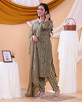 Elegant Women's Floral Printed Design Readymade Salwar Set - Green