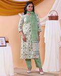 Elegant Women's Floral Printed Design Readymade Salwar Set - Off White