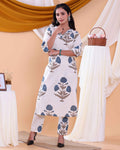 Women's Floral Printed Readymade Salwar Suit with Stylish Design and Comfortable Fit - Off White