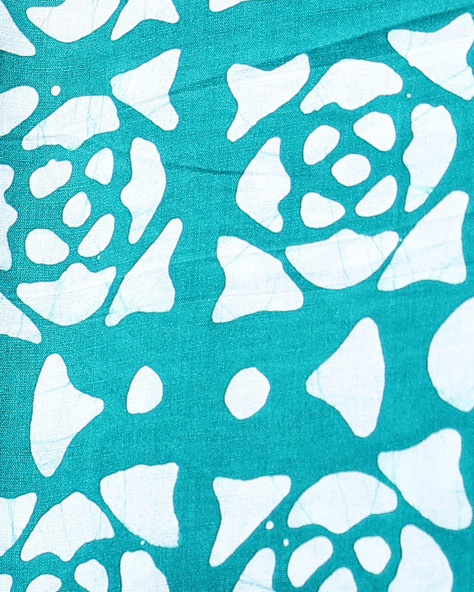 Traditional Geometric Batik Printed Cotton 1 Meter Blouse Material for Women- Teal