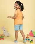 Girls' Graphic Print Round Neck T-Shirt -Orange-back