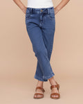 Stylish Girls Solid Design Denim Jeans - Blue