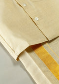 Gold Colour Silk Cotton Dhoti & Shirt Set Online